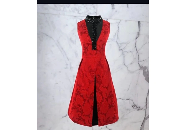 Alta-costura / Túnica em decote V - vermelho elegante