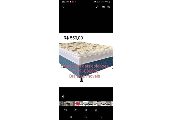 Cama casal R$ 380, 00 pop foto ilustrativa cama casal 2 colchões super luxo R$ 550, 00