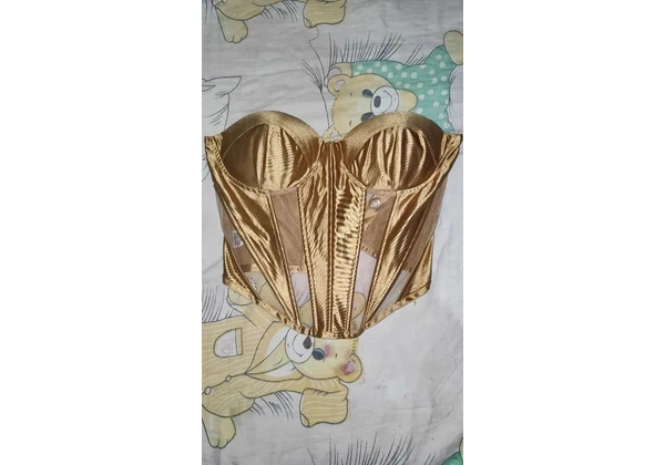 Corset dourado acetinado