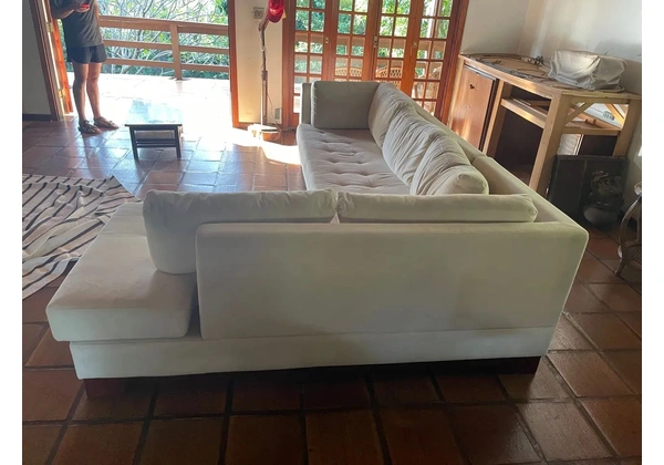 Sofá de Canto em L - Bege Claro Branco 2mx3m