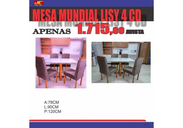 MESA LISY 4 CADEIRAS MADEIRA