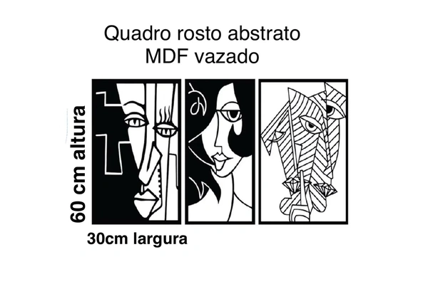 Quadro em MDF vazado rosto abstrato