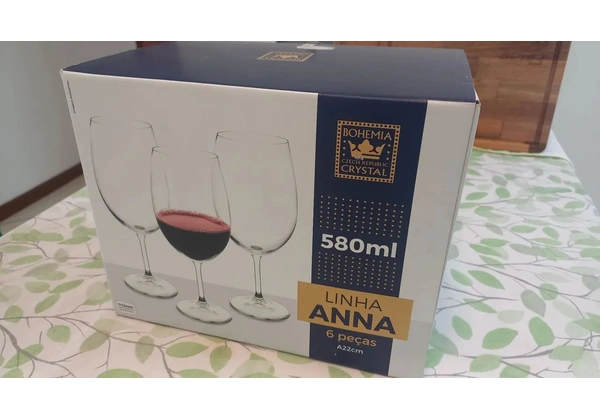 Jogo de 6 taças para vinho Cristal Bohemia 580ml