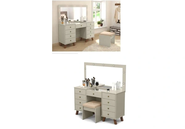 Mesa penteadeira camarim com gavetas e banqueta