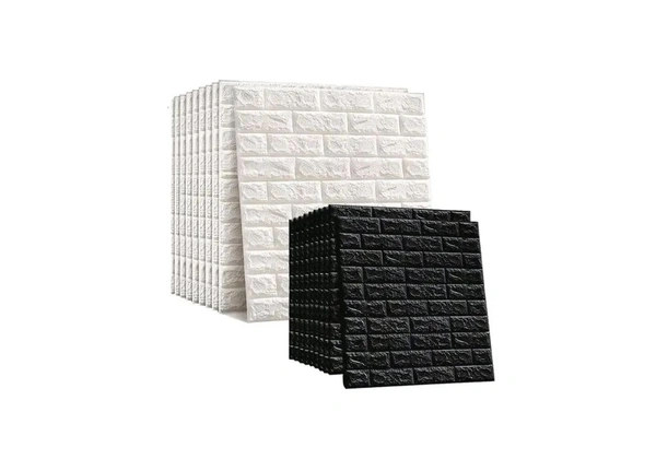 Papel de Parede 3D Adesivo - Tijolo Branco ou Preto