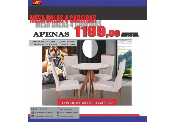MESA DALAS 4 CADEIRAS