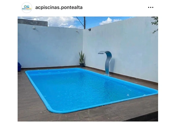 Piscina de fibra 5 metros instalada com aquecimento solar/ 15 anos de garantia