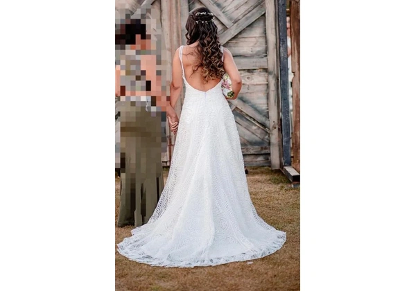 Vestido de renda branco para casamento
