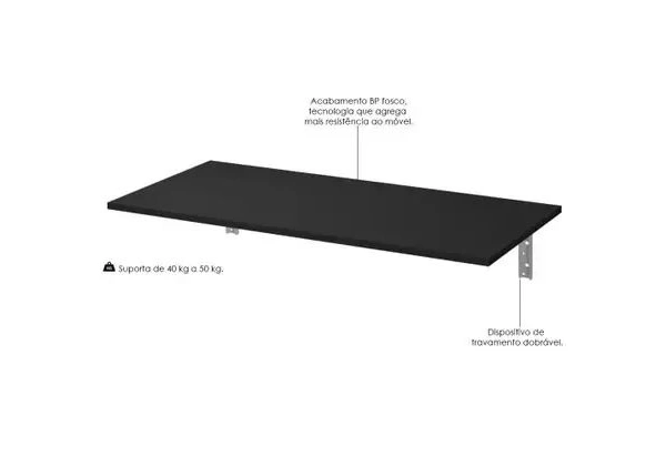 Mesa dobrável de parede suspensa 120 x 45cm
