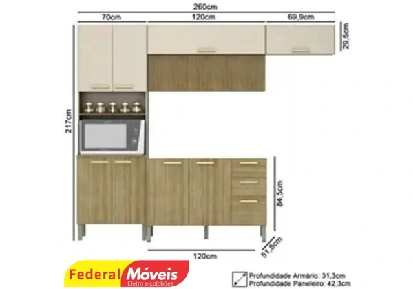 Armário de cozinha 9 portas