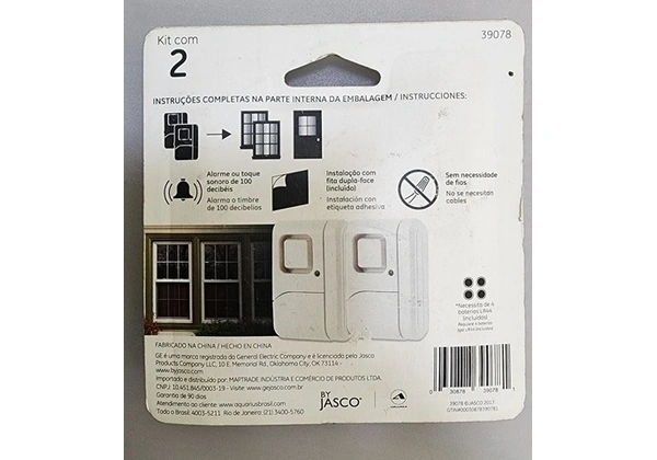 Kit c/ 2 Alarmes Sonoros S/ Fio para portas e Janelas GE