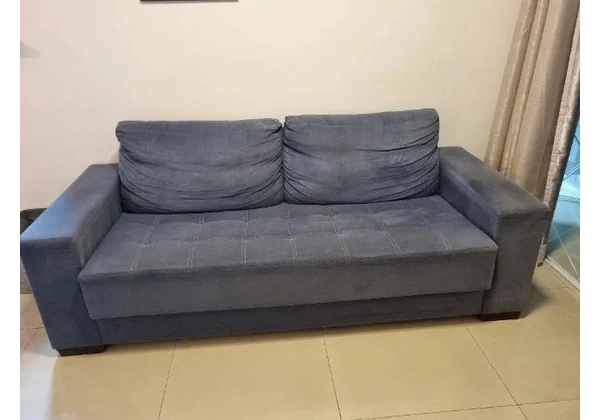 Sofá de Linho Suede Azul Claro