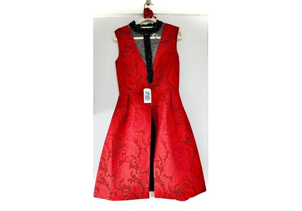 Alta-costura / Túnica em decote V - vermelho elegante