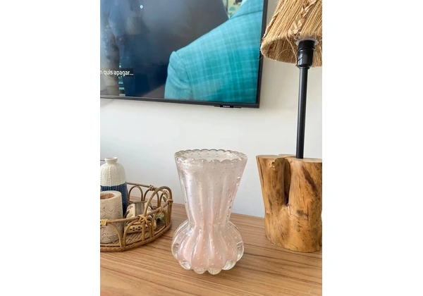 Vaso Decorativo de Vidro Murano rosa quartzo