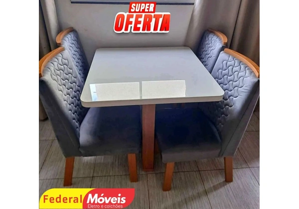 Mesa de Jantar c/ 4 Cadeiras Tampo Off White em Promoção - Entregamos