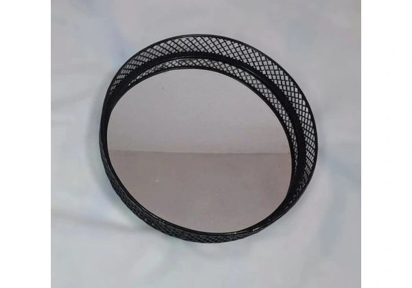 Bandeja Espelhada Redonda Em Metal Barcelona 25x5cm.<br>