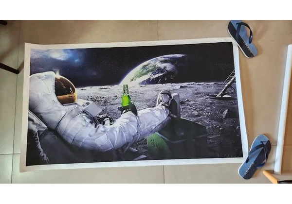 Tela Lua astronauta Cerveja Carlsberg