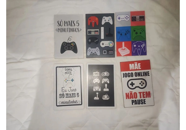 Placas gamers de madeira 6 peças