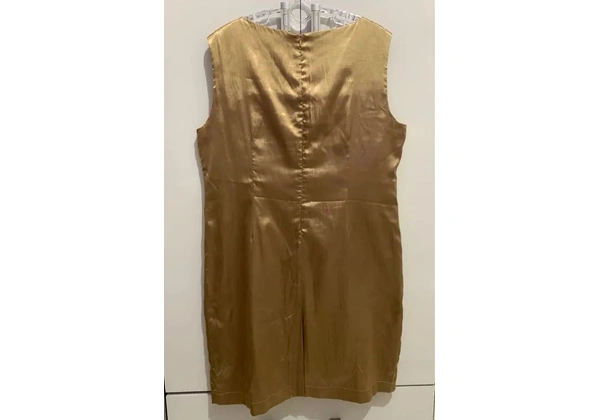 (TAM: 44-46 ou G-GG) Vestido Dourado Social Madrinha Casamento Festa Formatura Culto