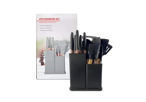 Kit Utensílios de Cozinha Preto [19 Peças] com NF e garantia