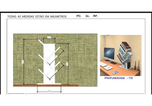 Estante de livros de mesa moderna em forma de árvore