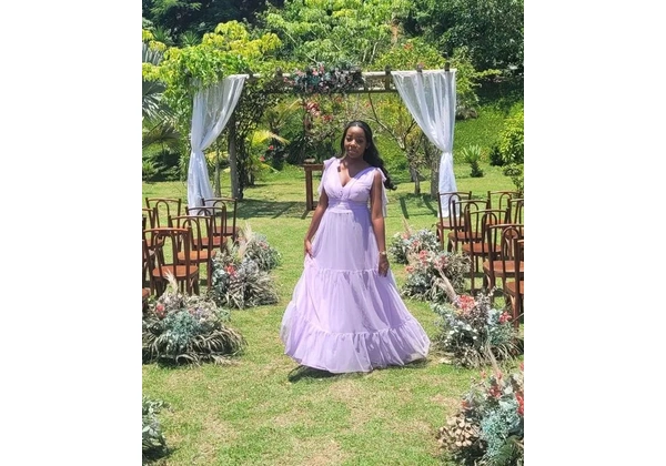 Vestido Lilás/Lavanda Longo - Perfeito para ocasiões especiais!