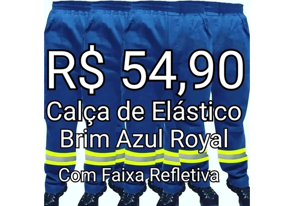 Calça Operacional de Brim Royal - com Faixa Tripla