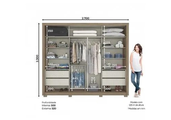 Guarda-Roupa Palace com Espelhos - Entrega/Montagem Grátis para Fortaleza