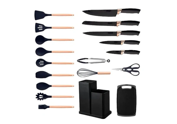 Kit Utensílios de Cozinha Preto [19 Peças] com NF e garantia