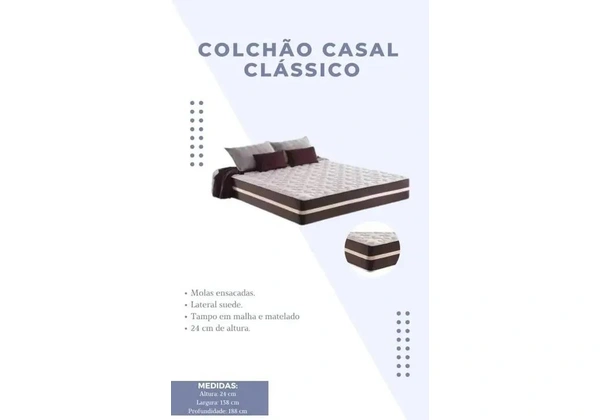 Colchão Casal Molas essacadas 22 cm até 100 kg cada lado