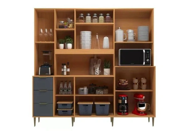 Kit Cozinha com 10 Portas, 3 Gavetas e Pés Reguláveis de 17cm