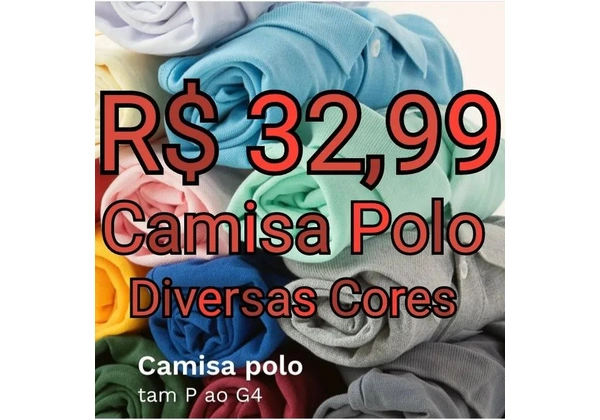 Camisa Polo - Malha Piquet - Diversas Cores