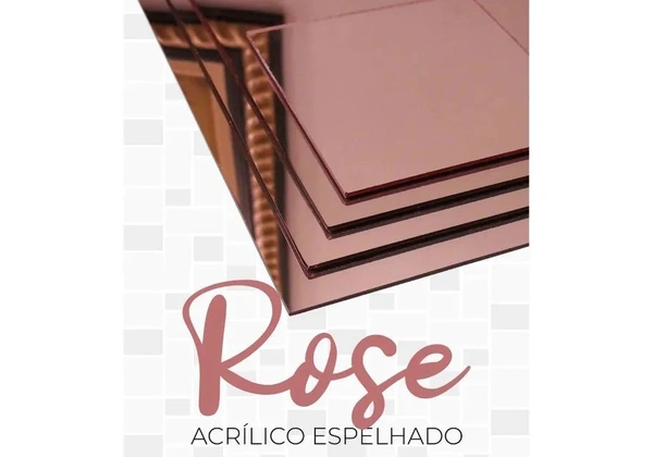 Chapa Acrílico Espelhado Rosé 1, 00 x 2, 00 metros 3mm