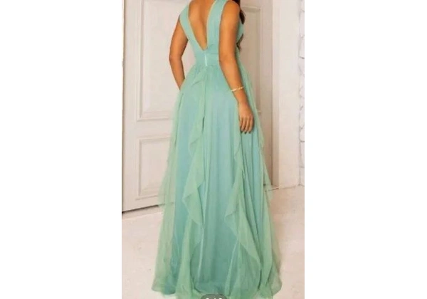 Vestido longo verde menta