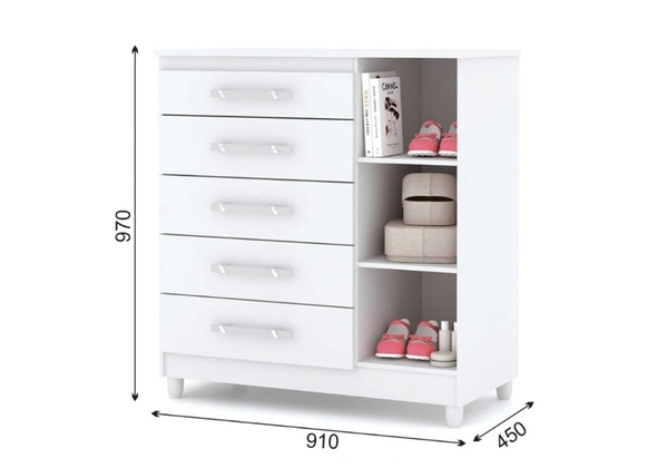 Cômoda Sapateira Line 5 Gavetas - Novo - Fazemos Entrega