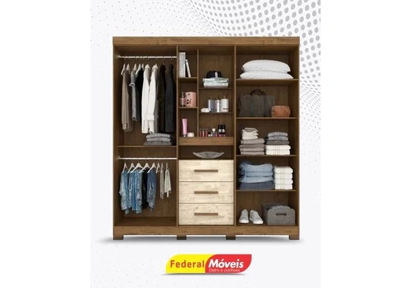 Guarda Roupa 4 Portas 3 Gavetas Pronta Entrega Fazemos Entrega