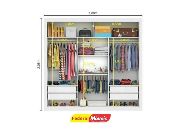 Guarda Roupa com 3 Portas de Correr Novo Fazemos Entrega