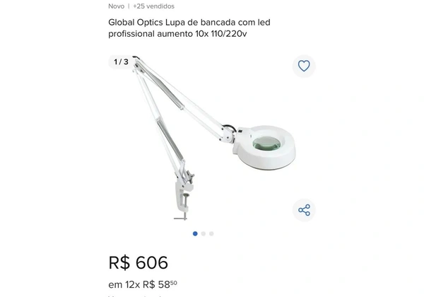 Global Optics Lupa de bancada com LED profissional