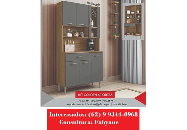 Armario de Cozinha kit golden 6 portas