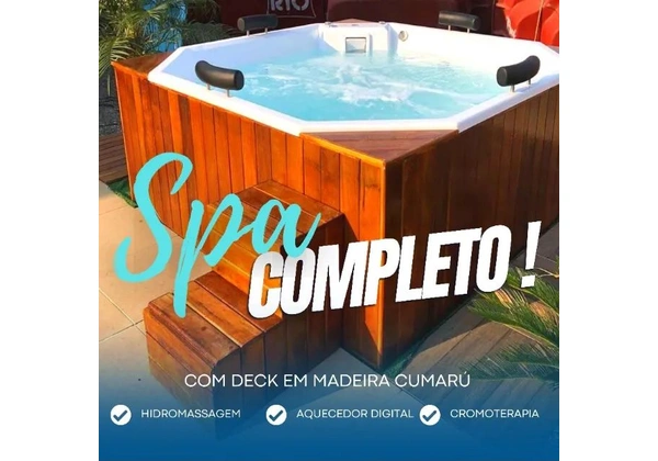 Spa 8 lugares com deck em Madeira super completo (Jacuzzi, banheiras e ofurô )