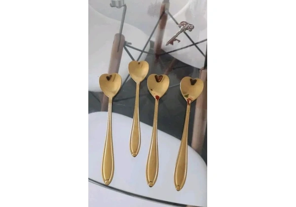 Kit com 4 colheres de sobremesa aço inoxidável dourado ou colorido