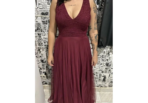 Vestido vinho longo de festa