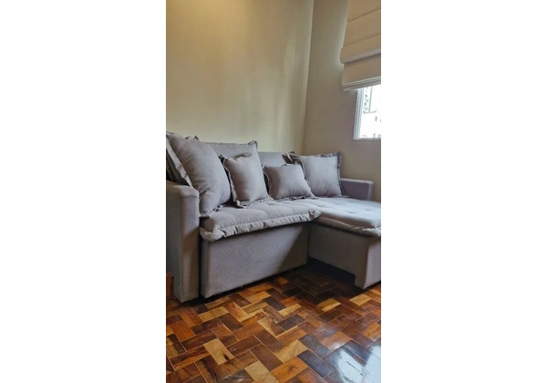 Sofá Retrátil / Cama Zero Caixa Novo no Linho Cinza