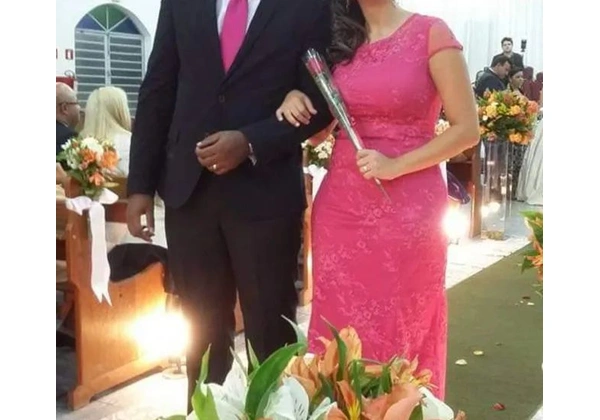 Vestido de festa longo pink