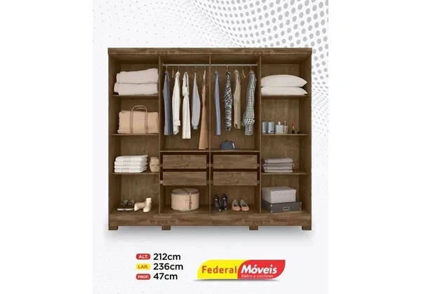 Guarda Roupa 8 Portas 4 Gavetas Super Lindo Fazemos Entrega