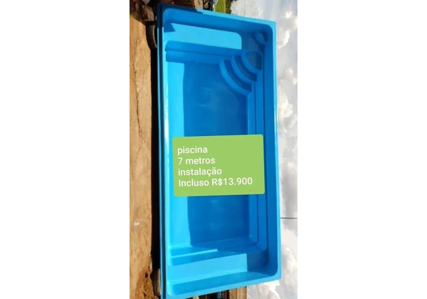 Piscina de fibra 7metros com Prainha