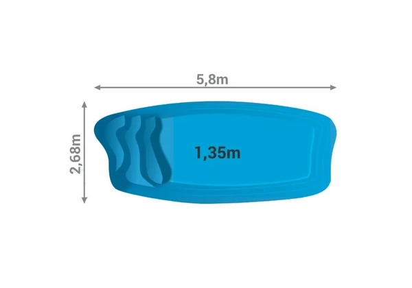 Piscina média oval 5, 80 metros direto de fábrica preço baixo e qualidade