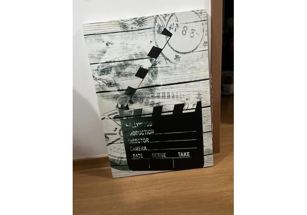 Quadro Decorativo Claquete Cinema Hollywood - Estilo Vintage