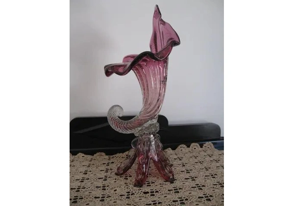 Vaso de cristal / centro de mesa Murano - Estilo Cornucópia