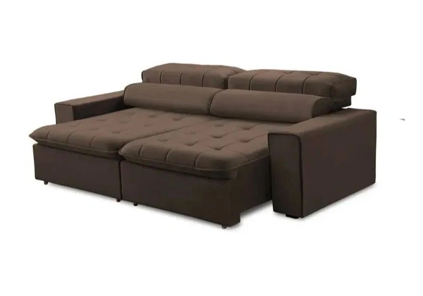 Sofá 2 lugares retrátil reclinável Atenas 2, 30 m Suede Marrom,